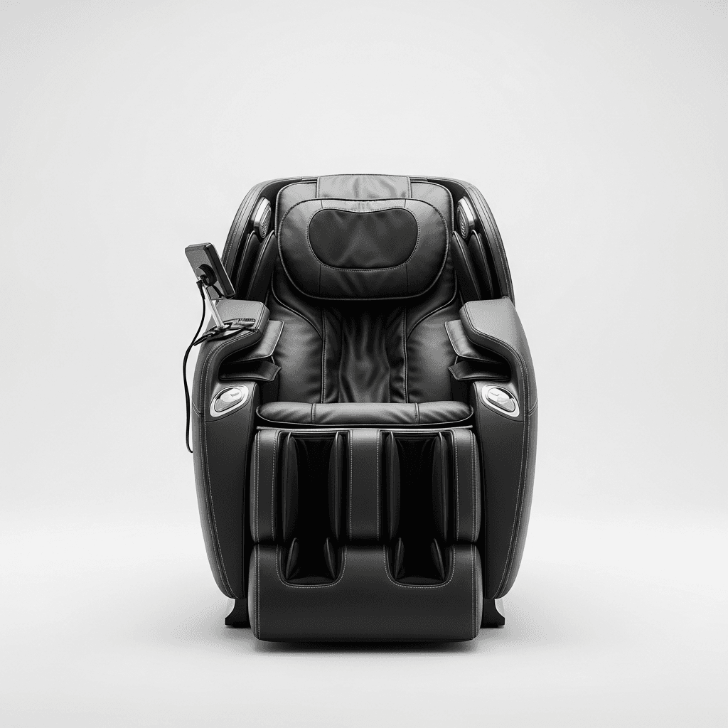 Black leather massage chair